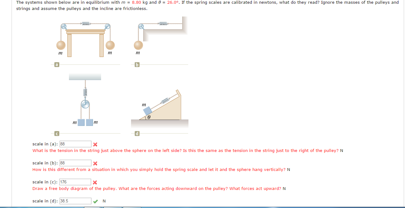 Solved The systems shown below are in equilibrium with m =