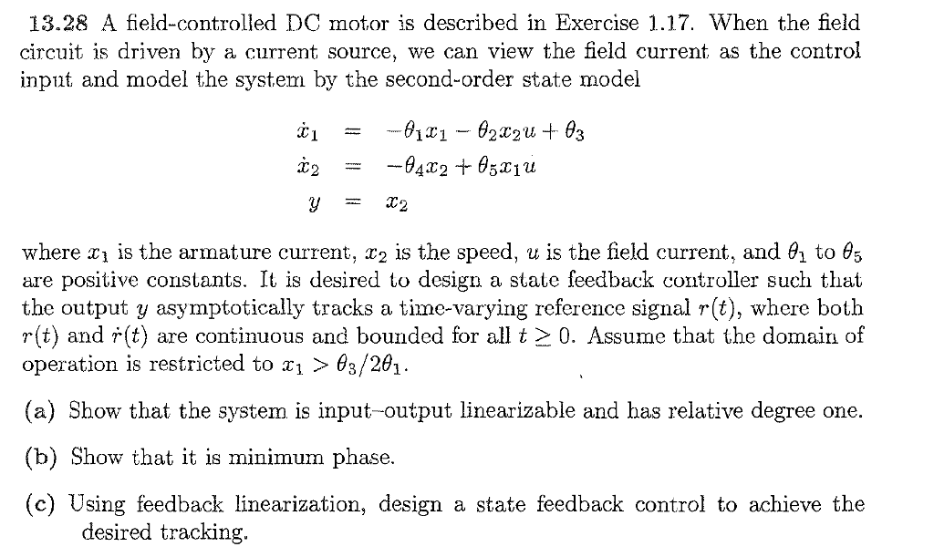 13.28 A field controlled DC motor is described in | Chegg.com
