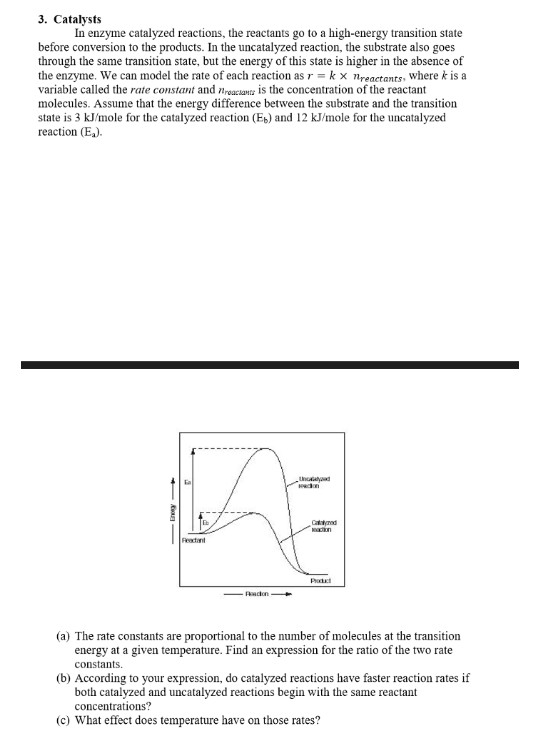 3. Catalysts In enzyme catalyzed reactions, the