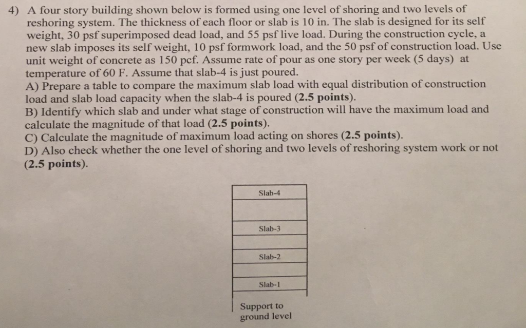 Solved 4) A four story building shown below is formed using | Chegg.com