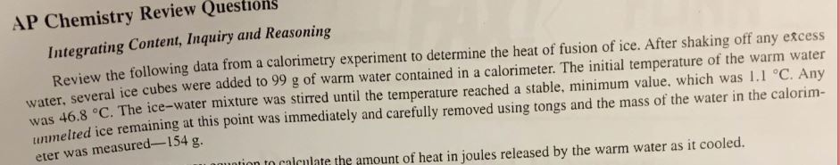 Heat Of Fusion Problems Worksheet With Answers