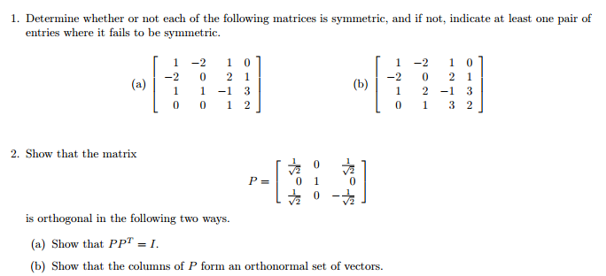 Solved Determine whether or not each of the following | Chegg.com