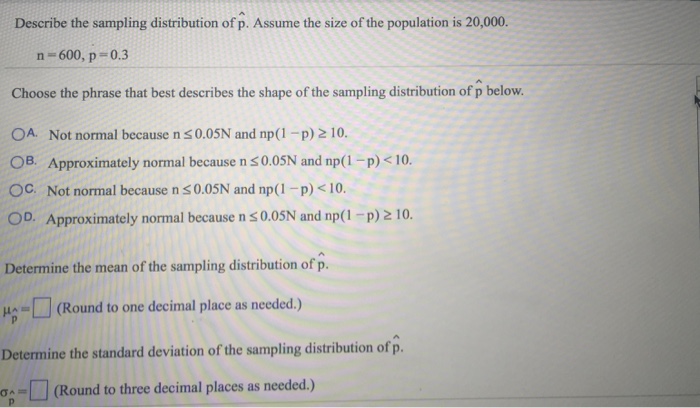 Solved Describe the sampling of p. Assume the size of the | Chegg.com