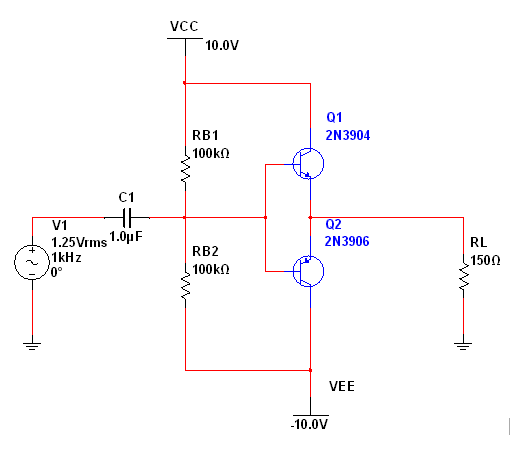 Solved Class B Push Pull Amplifier For The Circuit In | Chegg.com