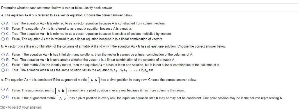 Solved Determine whether each statement below is true or | Chegg.com