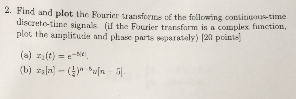 Solved Find and plot the Fourier transforms of the following | Chegg.com