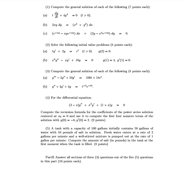 Solved Compute The General Solution Of Each Of The Following | Chegg.com