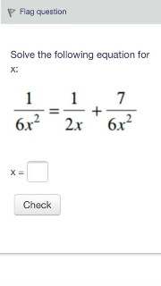 Solved Solve the following equation for x: 1/6x^2 = 1/2x + | Chegg.com