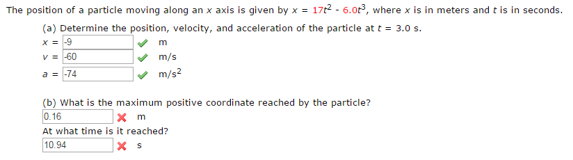 Solved The position of a particle moving along an x axis is | Chegg.com