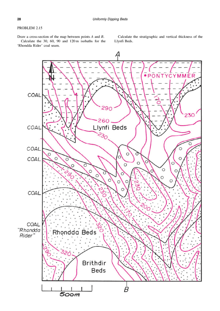 Solved Draw a cross section of the map between points A and | Chegg.com