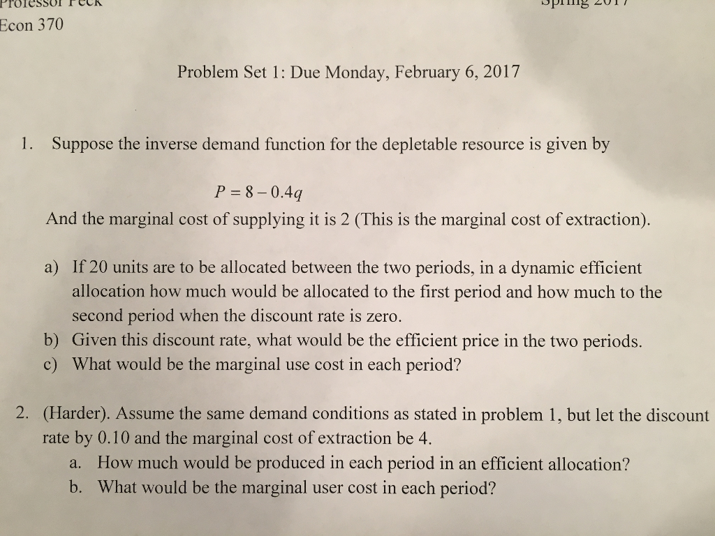 Solved Suppose the inverse demand function for the