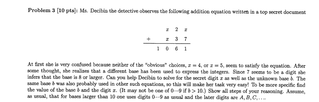 Solved Problem 3 10 Pts Ms Decibin The Detective 8461