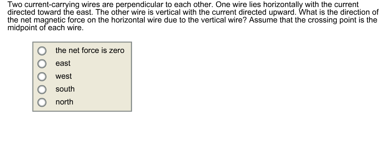 Solved Two current-carrying wires are perpendicular to each | Chegg.com