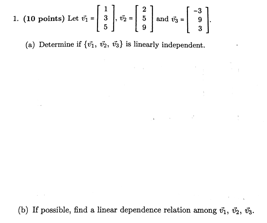 Solved Let V 1 1 3 5 V 2 2 5 9 And V 3 3 9 Chegg