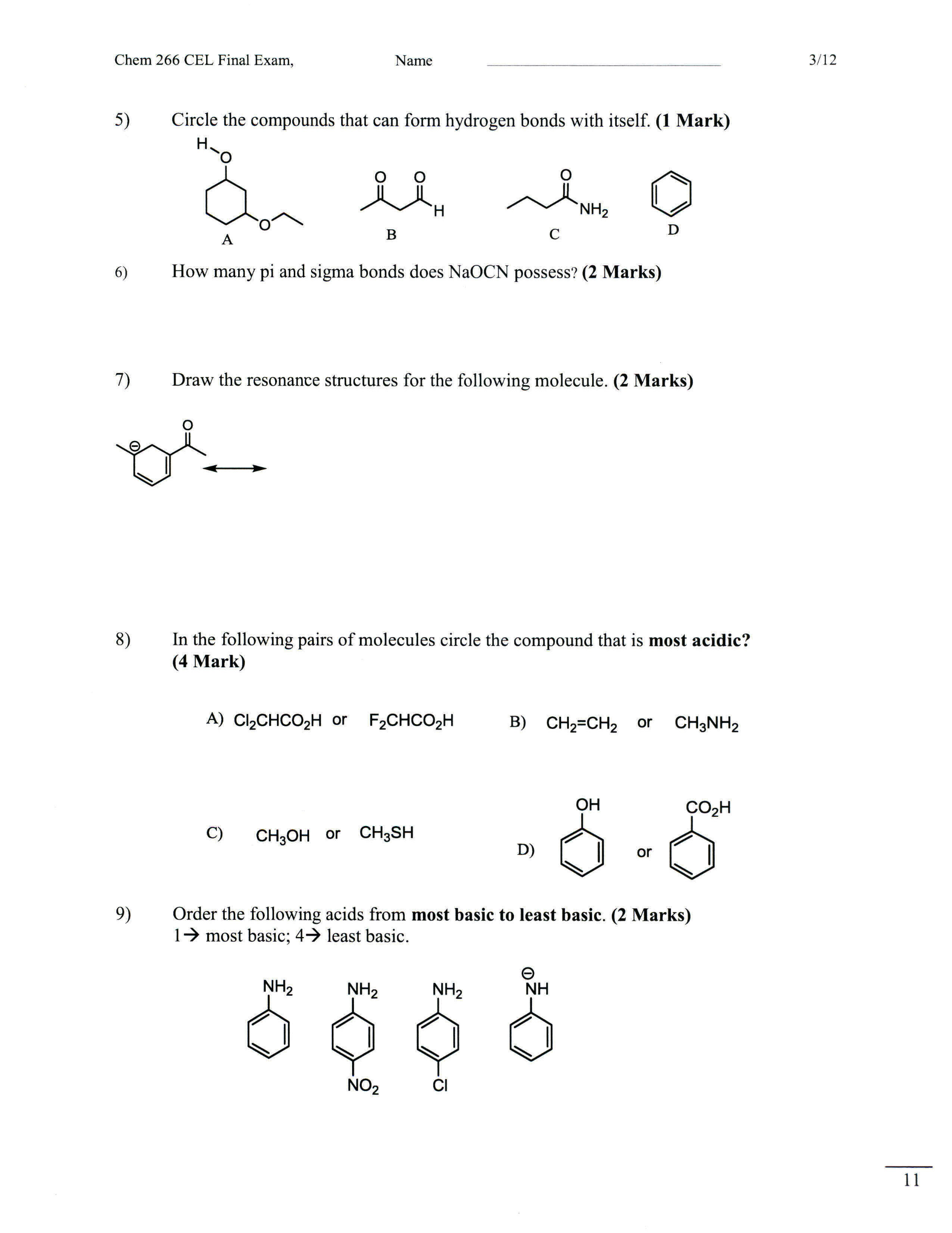 Solved Circle the compounds that can form hydrogen bonds | Chegg.com