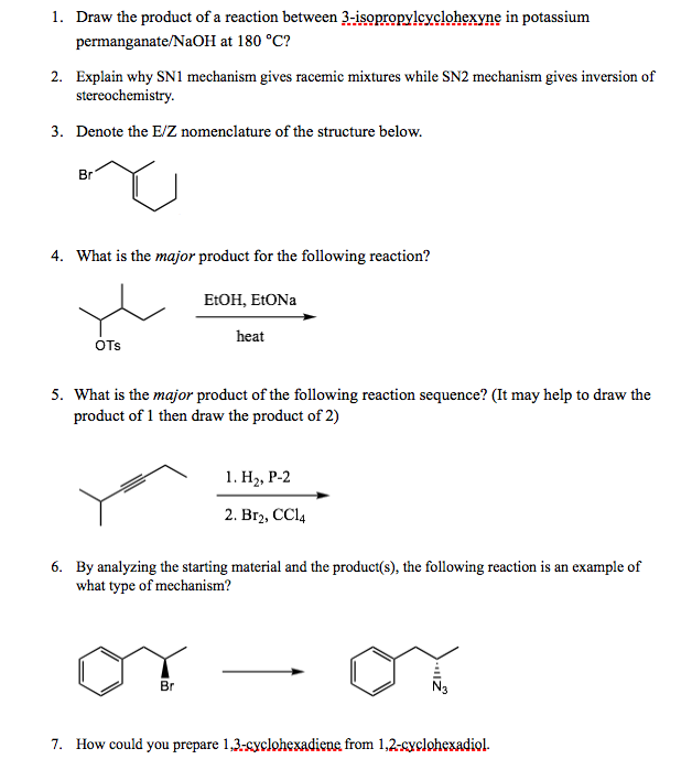 Solved 1. Draw the product of a reaction between | Chegg.com