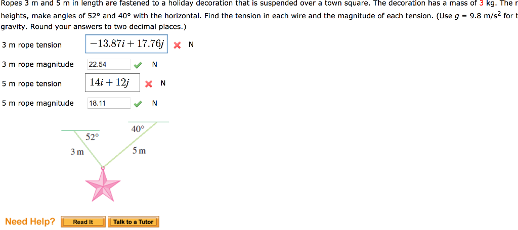 Solved Ropes M And M In Length Are Fastened To A Holiday Chegg Com