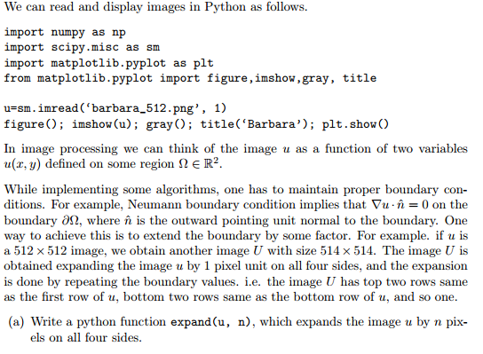 We can read and display images in Python as follows. | Chegg.com
