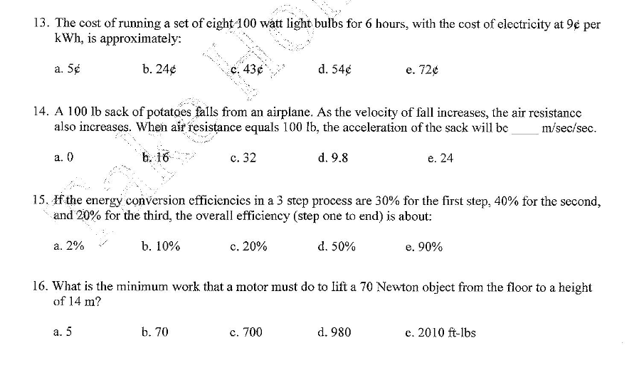 Solved The cost of running a set of eight 100 watt light