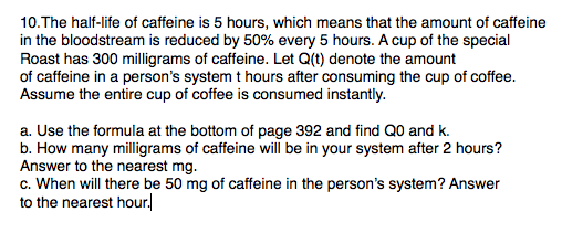 caffeine half life 96 hours
