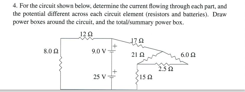 Solved For the circuit shown below, determine the current | Chegg.com