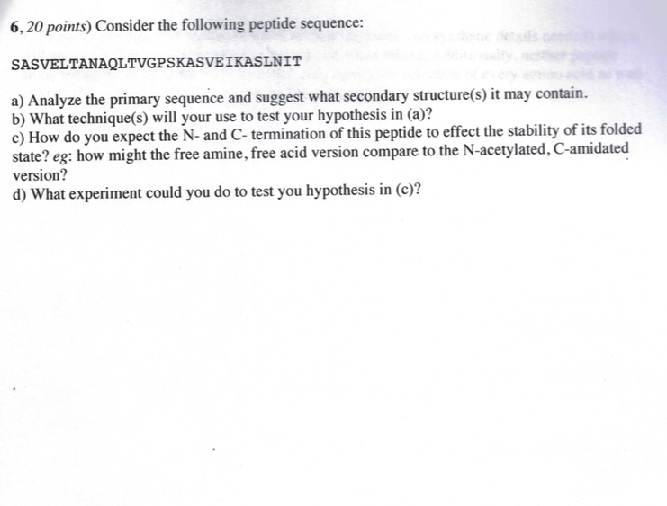 Solved Consider The Following Peptide Sequence: Analyze The | Chegg.com