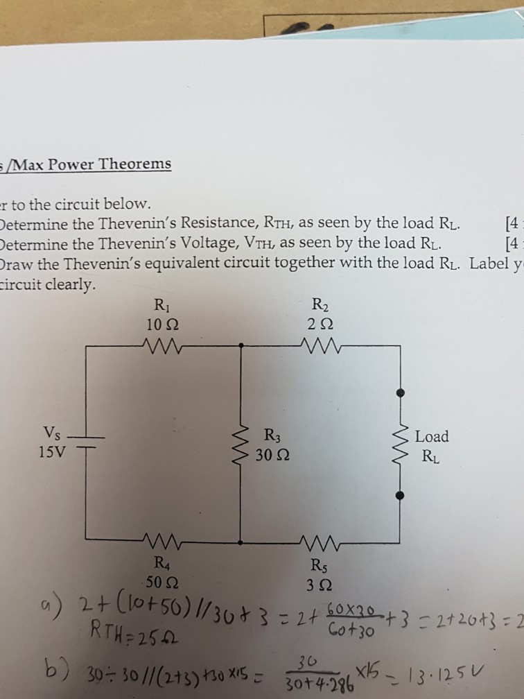 Solved For to the circuit below. Determine the Thevenin's | Chegg.com