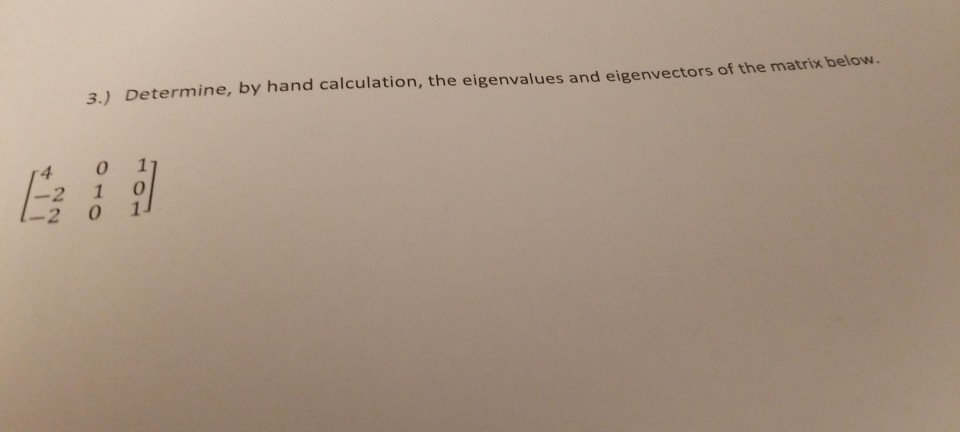Solved 3.) Determine, by hand calculation, the eigenvalues | Chegg.com