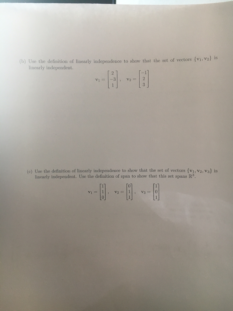 Solved Suppose We Have A Vector Space V And A Set Of 8752