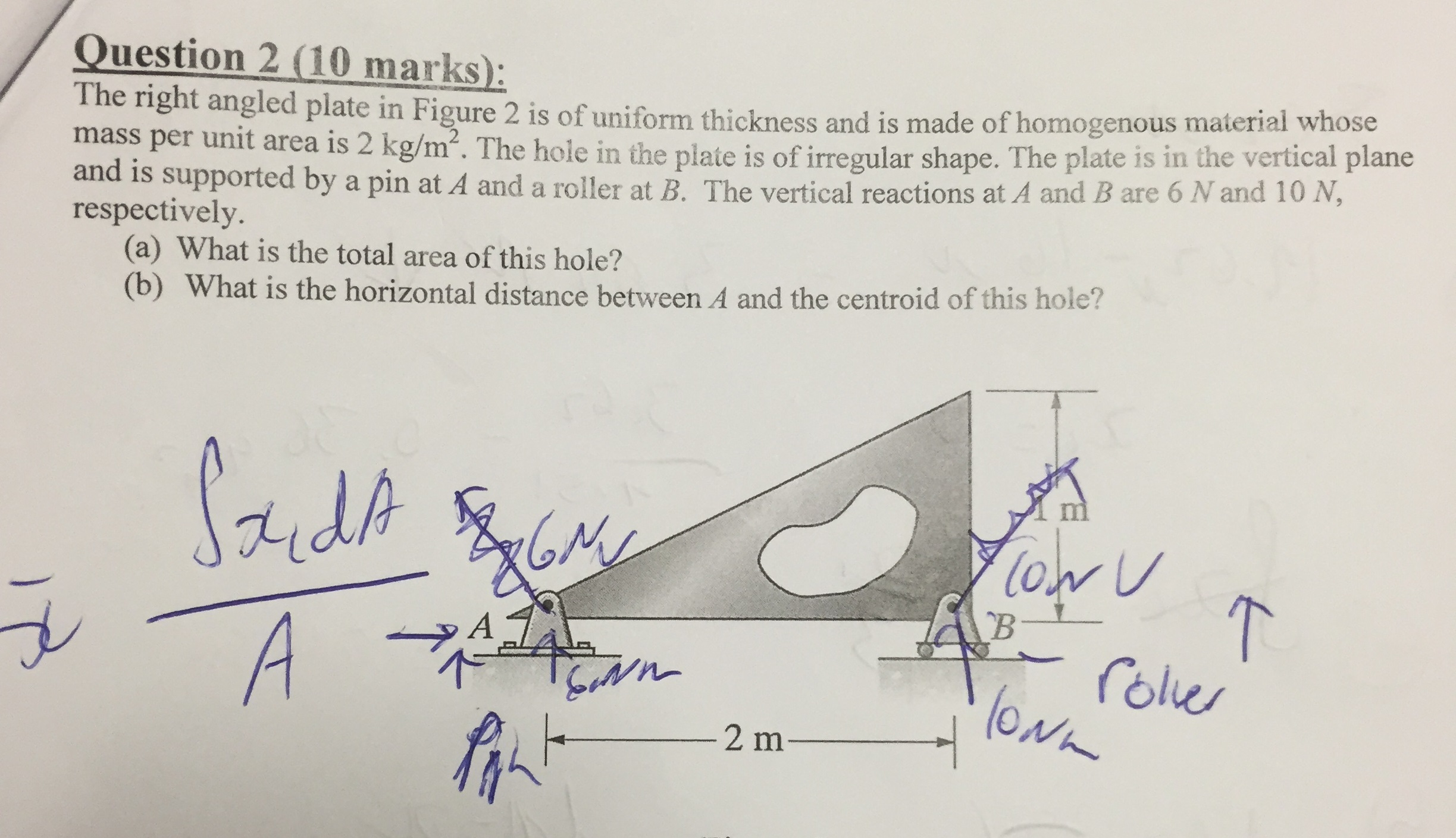 Solved Question 2 (10 marks): The rig ht angled plate in | Chegg.com