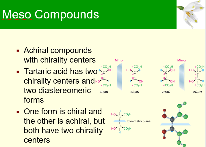 Solved Meso Compounds Achiral compounds with chirality | Chegg.com