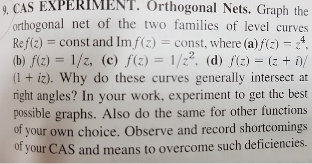 EXPERIMENT. Orthogonal Nets. Graph the CAS orthogonal | Chegg.com