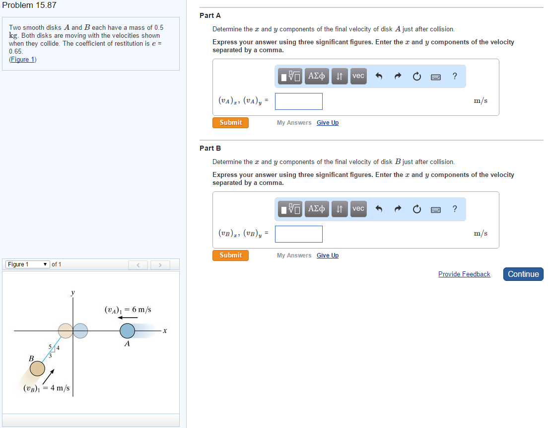 Solved Two smooth disks A and B each have a mass of 0.5 kg. | Chegg.com