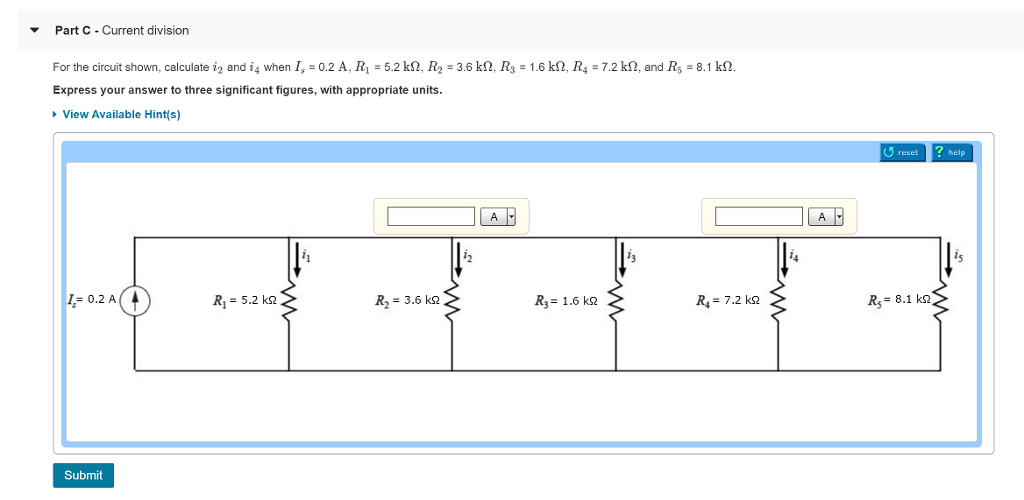 Solved Part A-Voltage division: part 1 For the circuit | Chegg.com