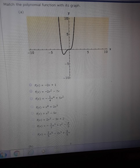 Solved Match the polynomial function with its graph 10H -10 | Chegg.com