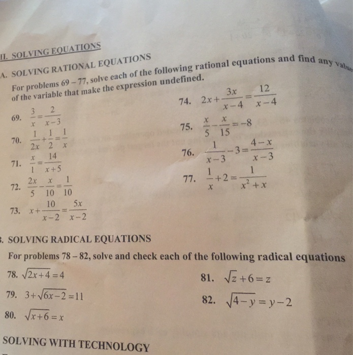 Solved Solve Each Of The Following Rational Equations And