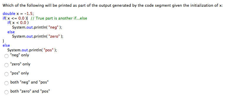 Solved Which of the following will be printed as part of the | Chegg.com