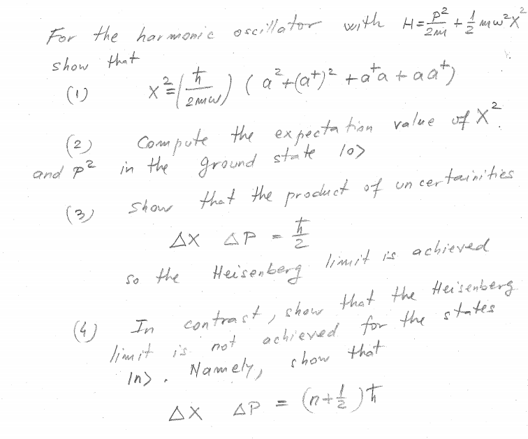 Solved For the harmonic oscillator with H = p^2/2M + 1/2