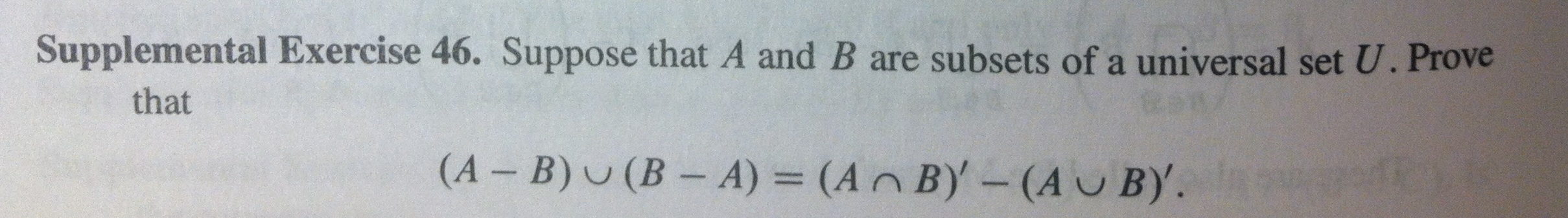 Solved Suppose That A And B Are Subsets Of A Universal Set | Chegg.com