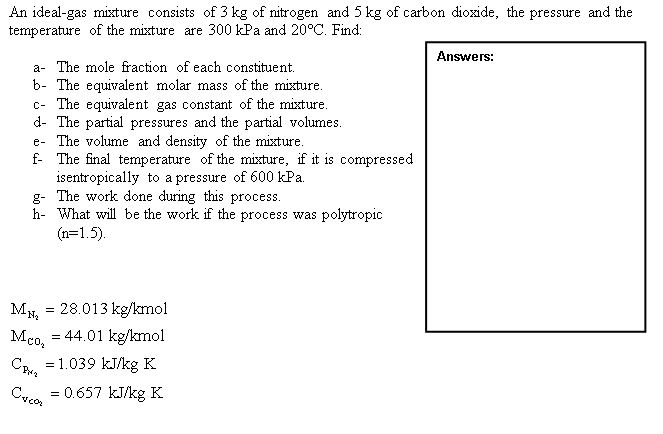 Solved An Ideal Gas Mixture Consists Of 3 Kg Of Nitrogen And