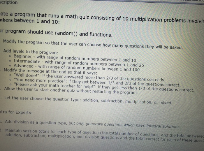 Solved Modify The Program So That The User Can Choose How | Chegg.com