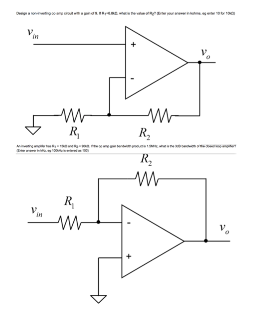 Solved Design a non-inverting op amp circuit with a gain of | Chegg.com