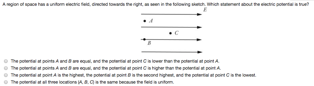 Solved A region of space has a uniform electric field, | Chegg.com