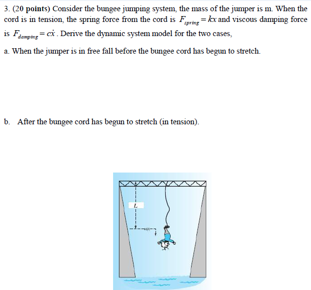 Solved 3. (20 Points) Consider The Bungee Jumping System, | Chegg.com