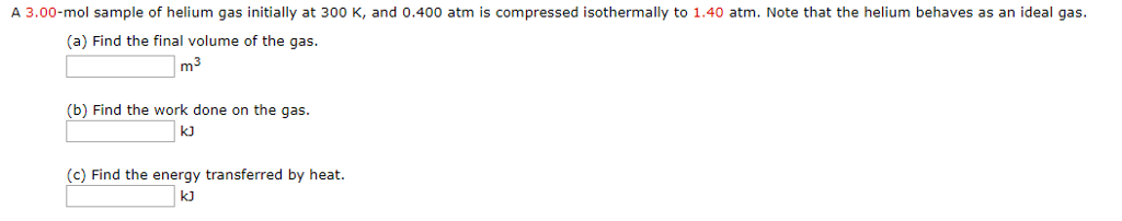 Solved A 3.00-mol sample of helium gas initially at 300 K, | Chegg.com