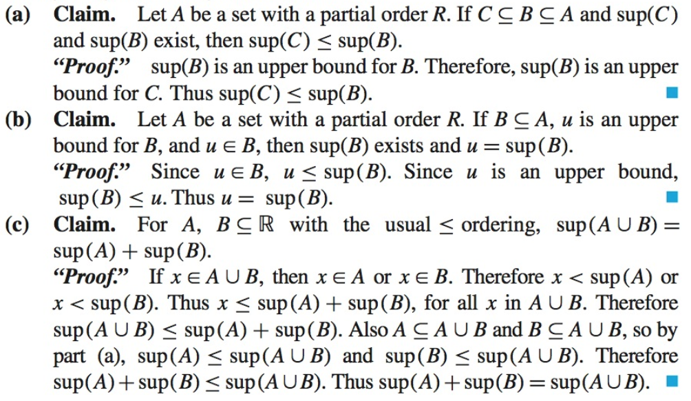 Solved (a) Claim. And Sup(B) Exist, Then Sup(C) 3 Sup(B) | Chegg.com