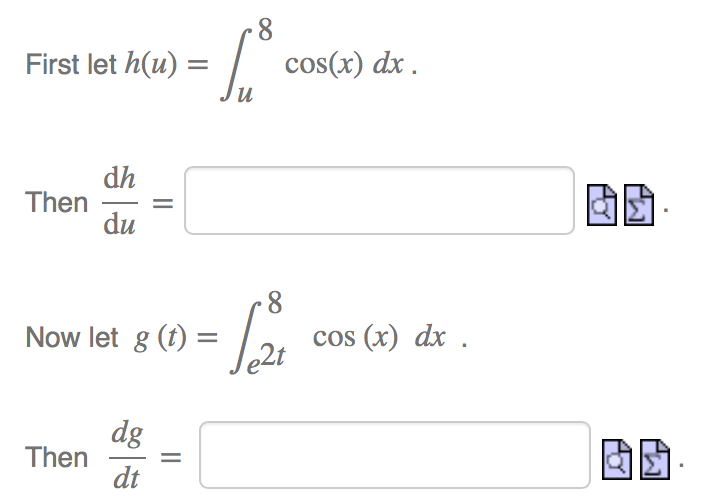 Solved First let h(u) = cos(x) dx J u dh du 颱励 Then - Now | Chegg.com