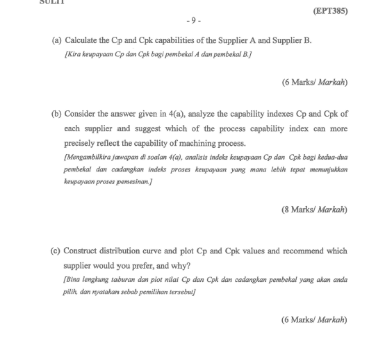 Solved Question4 Soalan You are a quality manager in a large  Chegg.com