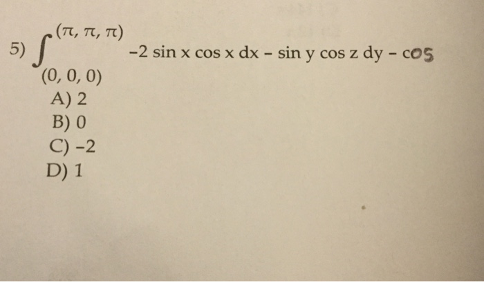 integration of cos x dx from 0 to pi