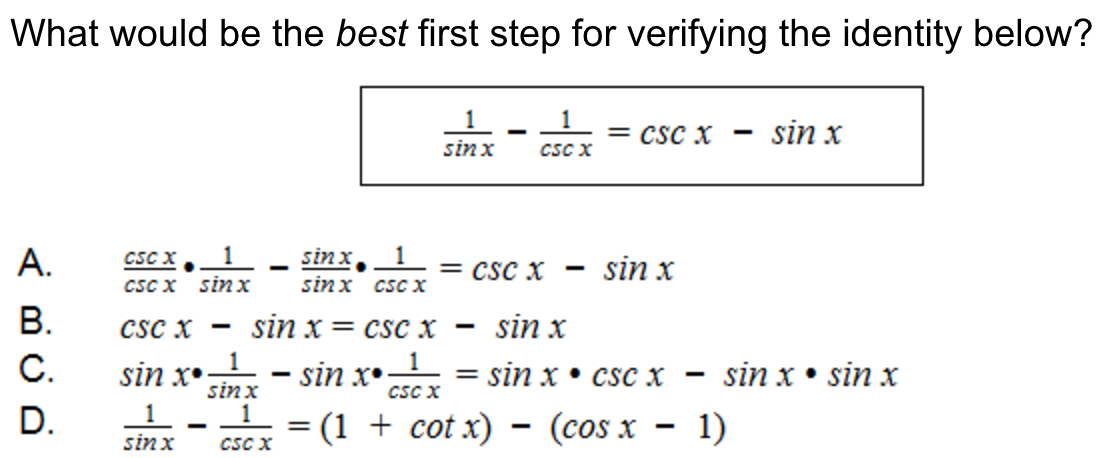 Solved What Would Be The First Step For Verifying The Chegg